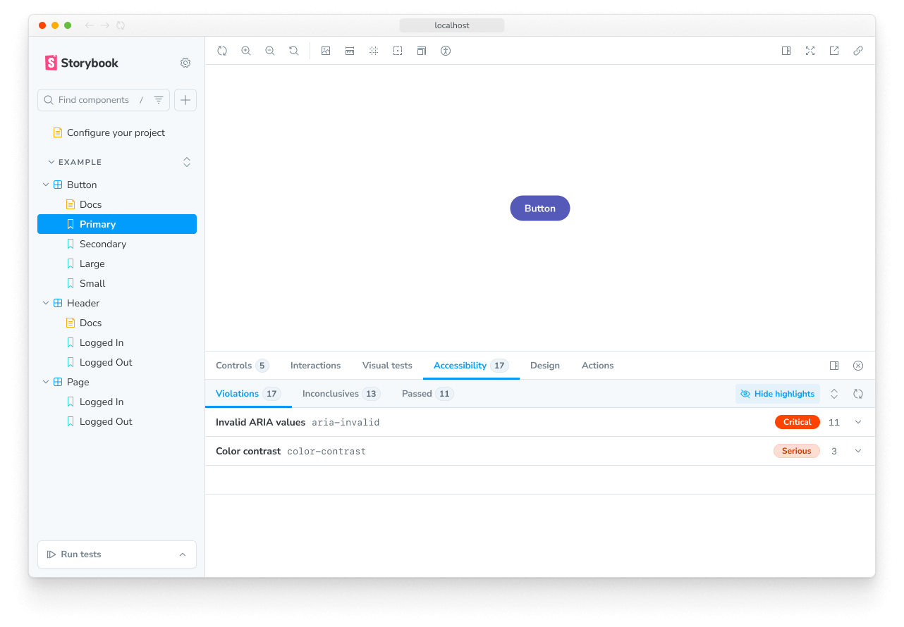 Storybook addon installed and registered